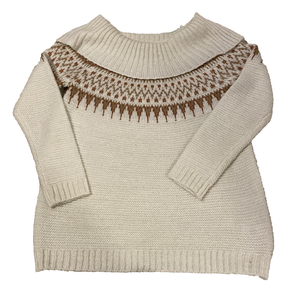 NWT Maurices Womens Cream Fair Isle Sweater Size Large Cottage Core Preppy